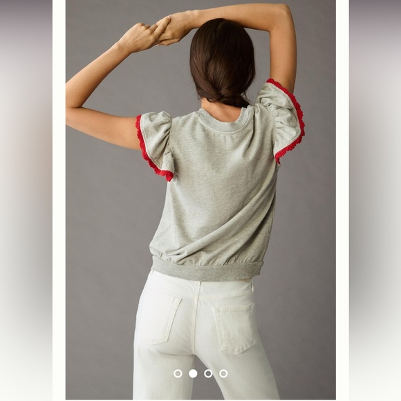 Anthropologie Corey Lynn Calter Flutter-Sleeve Lobster Sweatshirt Small - Picture 2 of 3